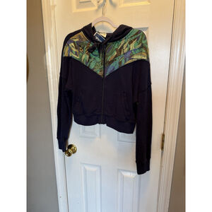 Offline By Aerie Full Zip Cropped Hoodie Womens Size M Blue Cotton Long Sleeves